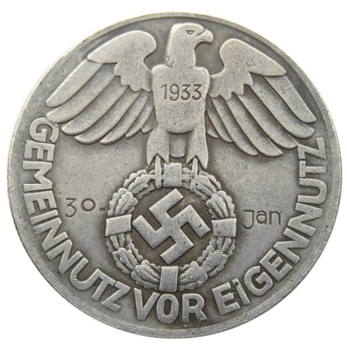 German WW2 5 Mark Commemorative Silver Plated/Gold Plated Coin Copy Type32