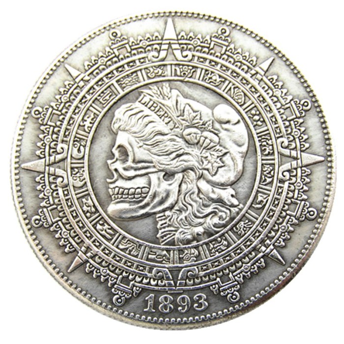 #149 HOBO US Morgan Silver Plated Dollar skull zombie skeleton Copy Coin