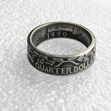 US Washington '1990' Quarter Dollar Coin Ring Handmade In Sizes 6-14