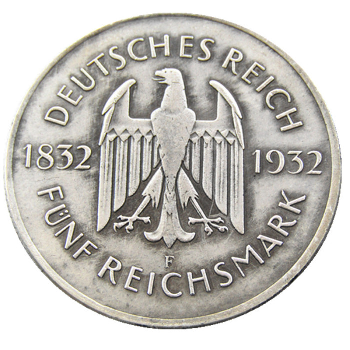 GERMANY A Set Of(1932ADEFGJ ) 6PCS 5 Reichsmark Silver Plated Copy coin