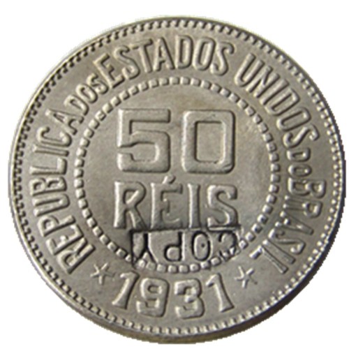 Brazil 1931 50 Reis Nickel Plated Copy Coins