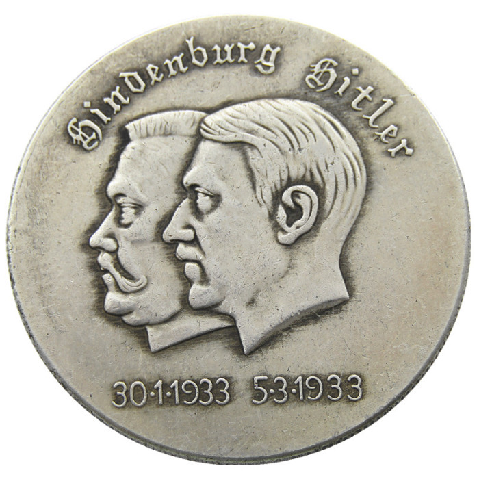 German WW2 5 Mark Commemorative Silver Plated/Gold Plated Coin Copy Type26
