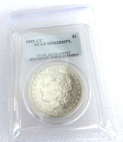 US Coin 1889CC MS62 $1 Morgan Dollar Silver Coins Currency Senior Transparent Box