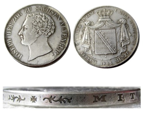 DE(05)GERMAN STATES. Saxe-Altenburg. Joseph. 1841F AR 2 Thaler Silver Plated Copy Coin