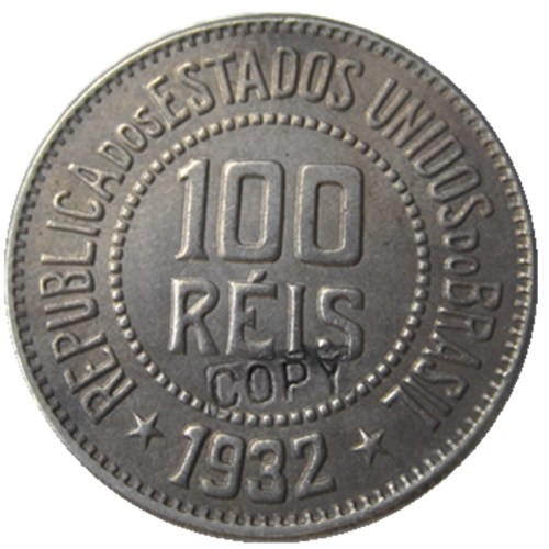 Brazil 1932 100 Reis Nickel Plated Copy Coins