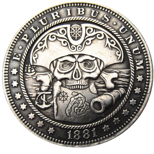 HOBO US Morgan Silver Plated Dollar skull zombie skeleton Copy Coin Type14