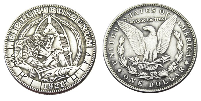 HOBO US Morgan Silver Plated Dollar skull zombie skeleton Copy Coin Type104