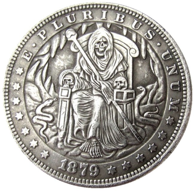 HOBO US Morgan Silver Plated Dollar skull zombie skeleton Copy Coin Type62