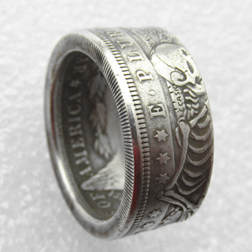 Hobo Coin US Morgan Dollar Silver Plated Coin Ring Handcrafted US Size 6-16