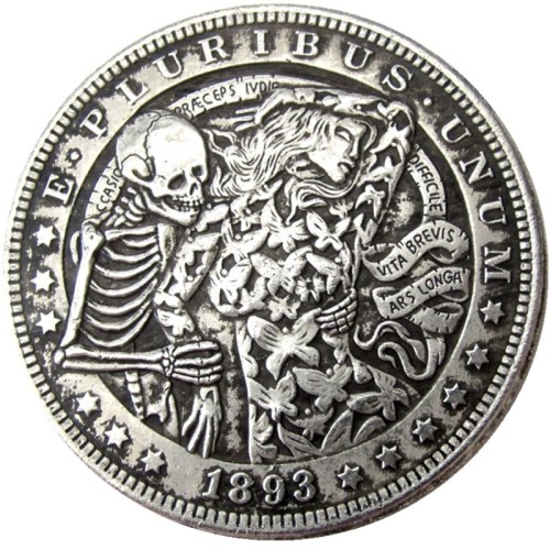 HOBO US Morgan Silver Plated Dollar skull zombie skeleton Copy Coin Type63