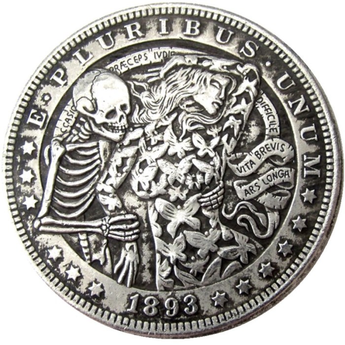 HOBO US Morgan Silver Plated Dollar skull zombie skeleton Copy Coin Type63