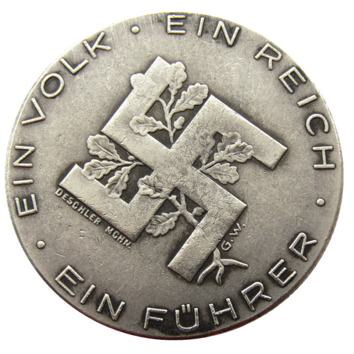 German WW2 5 Mark Commemorative Silver Plated/Gold Plated Coin Copy Type09