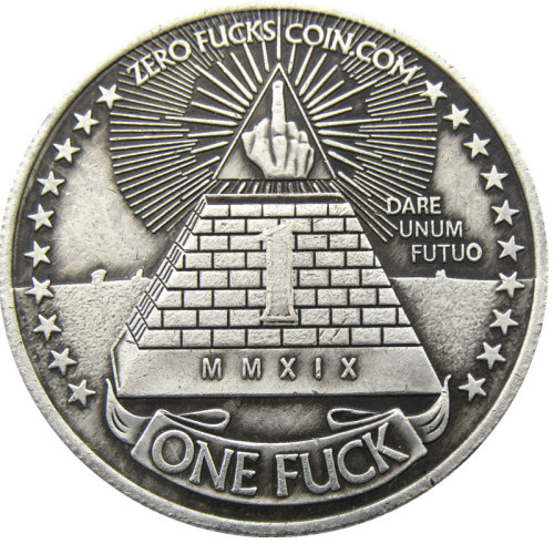 HB(130)US ONE/ZERO FUCKS Dollar Silver Plated Copy Coin(37mm)