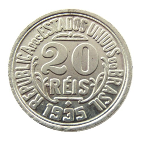 Brazil 1935 20 Reis Nickel Plated Copy Coins