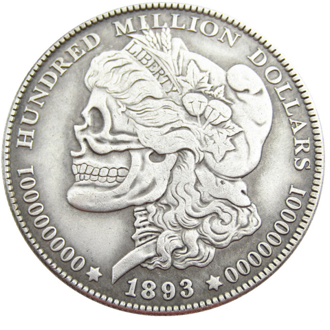 HOBO US Morgan Silver Plated Dollar skull zombie skeleton Copy Coin Type102