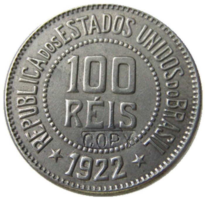 Brazil 1922 100 Reis Nickel Plated Copy Coins