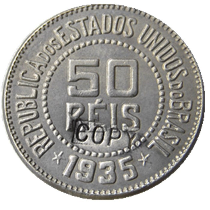 Brazil 1935 50 Reis Nickel Plated Copy Coins