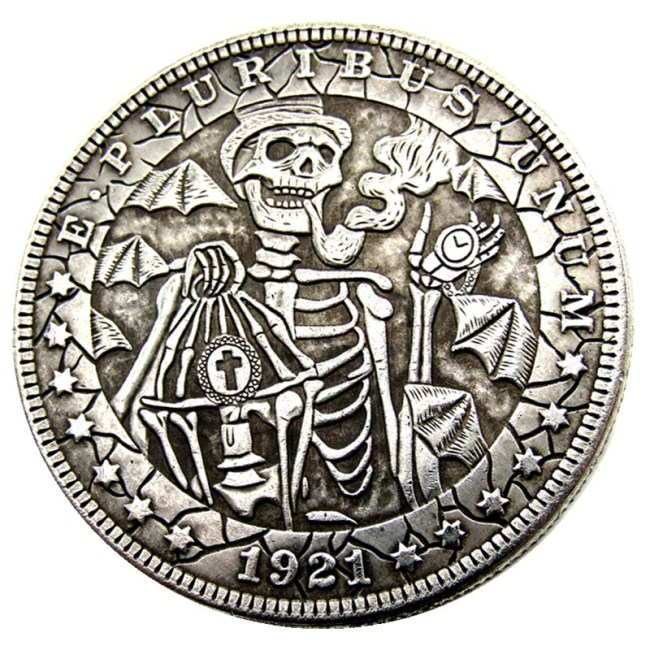 HOBO US Morgan Silver Plated Dollar skull zombie skeleton Copy Coin Type27