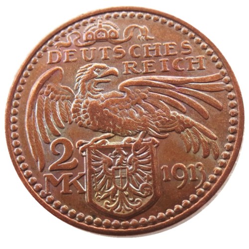 GERMAN 1913 CU Pattern 2 Mark German ST Bavaria Ludwig III Copy Coin