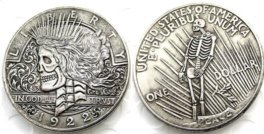 HOBO US Morgan Silver Plated Dollar skull zombie skeleton Copy Coin Type44