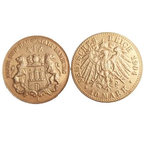 Germany 10 Mark 1904 Gold Plated Copy Coins