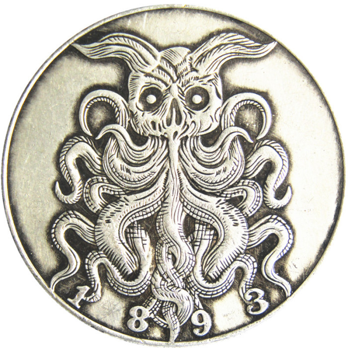 HOBO US 1893S Morgan Silver Plated Dollar skull zombie skeleton Copy Coin Type131