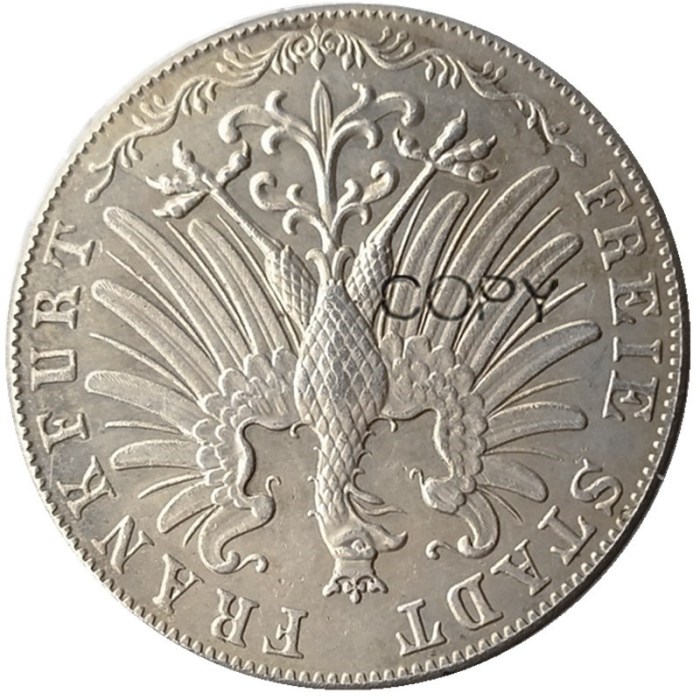 DE(41)Uncirculated 1855 Germany 2 gulden Frankfurt - Peace Au Details CollectibleE Silver Silver Plated Copy Silver Plated Copy