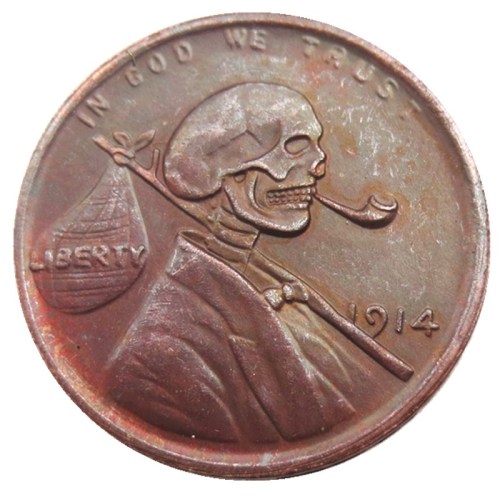 US(06) Hobo Nickel 1909 Lincoln Wheat Penny Pressed Copy Coin