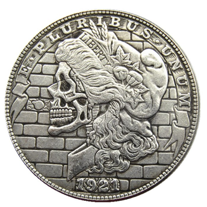 HOBO US Morgan Silver Plated Dollar skull zombie skeleton Copy Coin Type120