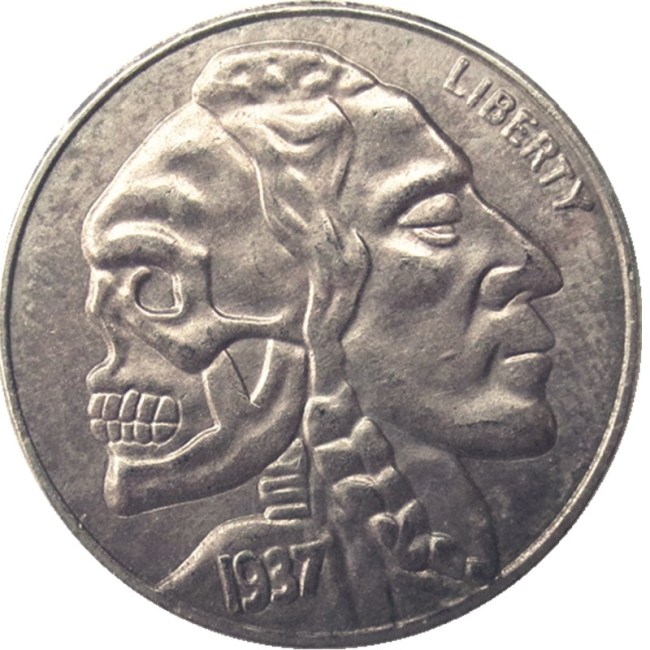 Hobo Nickel US 1937-D 3-Legged Buffalo Cent Nickel Rare Creative Funny Copy Coin Type 10