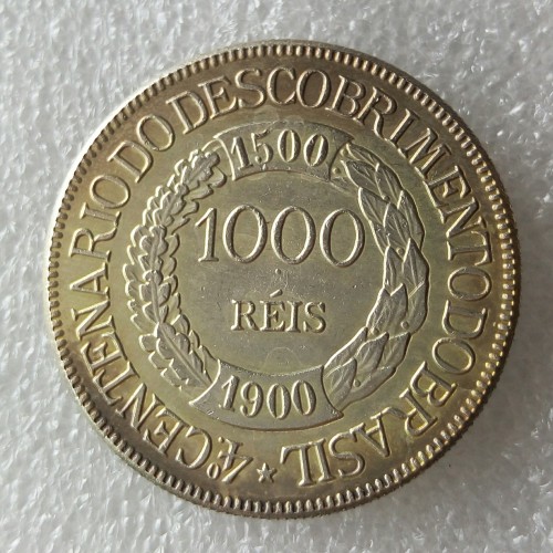 Brazil 1900 1000 Réis Silver Plated Copy Coins