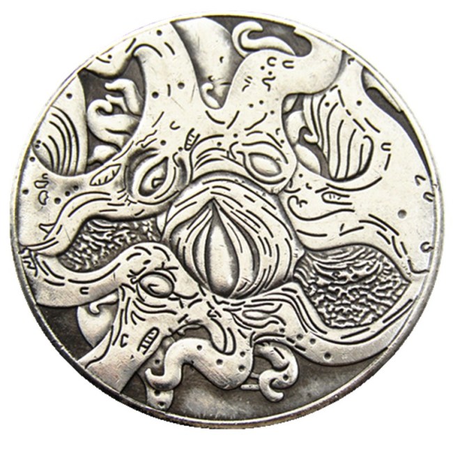 #141 HOBO US Morgan Silver Plated Dollar skull zombie skeleton Copy Coin