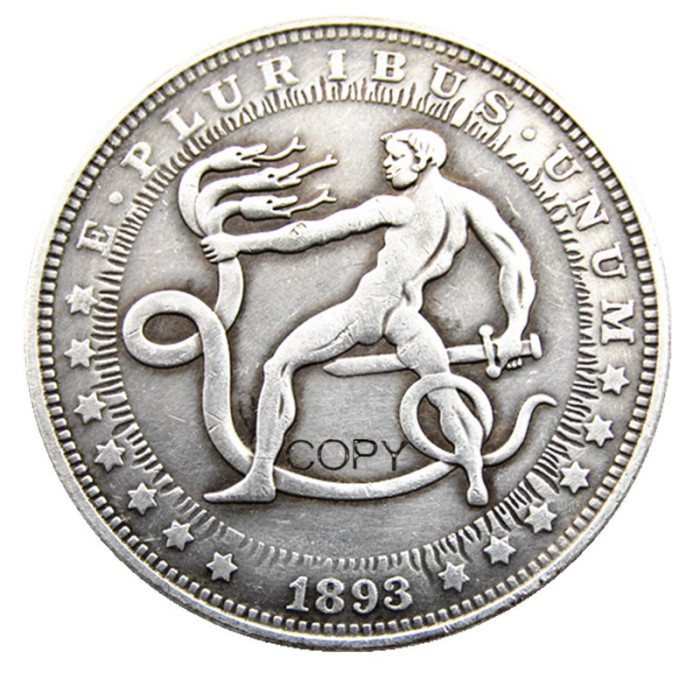 HB(195)HOBO US Morgan Silver Plated Dollar skull zombie skeleton Copy Coin