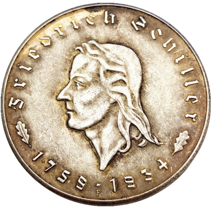 Germany 1934 5 Reichsmark Rare Silver Plated Copy Coins