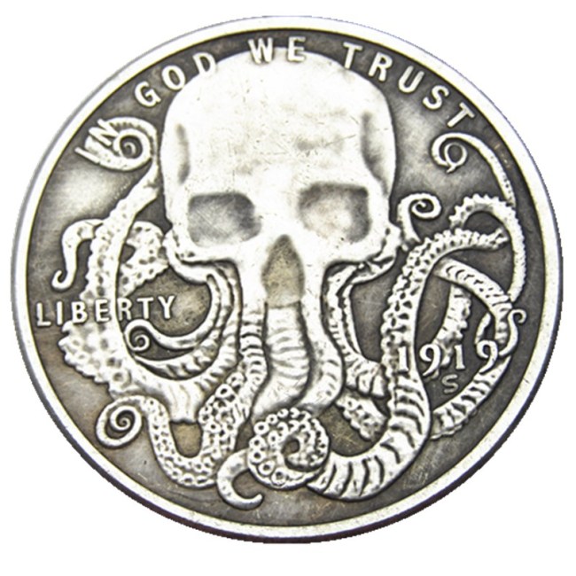 HOBO US Morgan Silver Plated Dollar skull zombie skeleton Copy Coin Type107