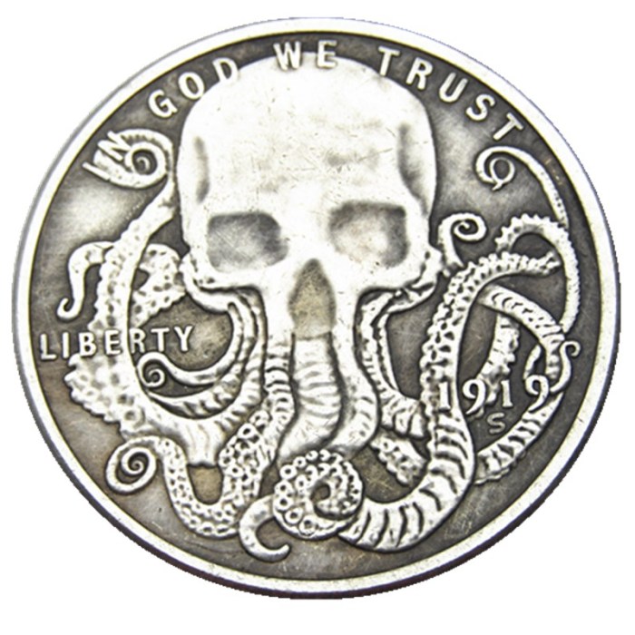 HOBO US Morgan Silver Plated Dollar skull zombie skeleton Copy Coin Type107
