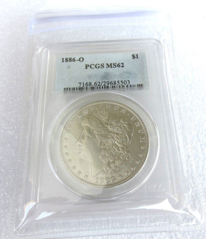 US Coin 1886O MS62 $1 Morgan Dollar Silver Coins Currency Senior Transparent Box