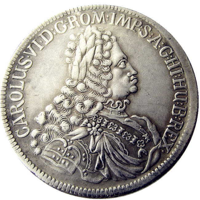 DE(23)Germany Euro Austria 1 Thaler - Karl VI Hall 1721 Silver Plated Copy Coin