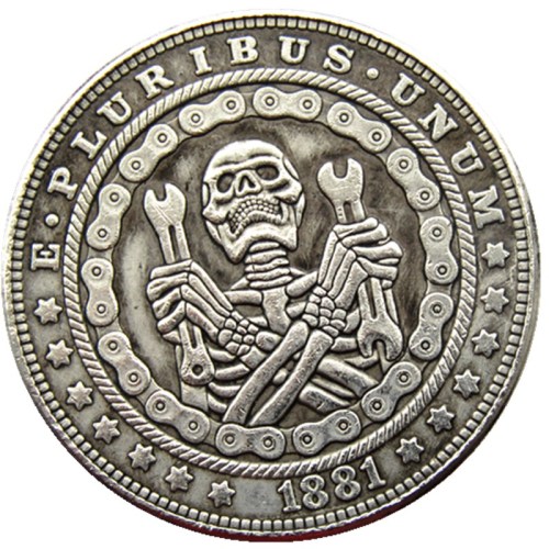 HOBO US Morgan Silver Plated Dollar skull zombie skeleton Copy Coin Type119