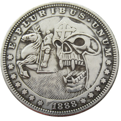 HOBO US 1888 Morgan Silver Plated Dollar skull zombie skeleton Copy Coin Type05