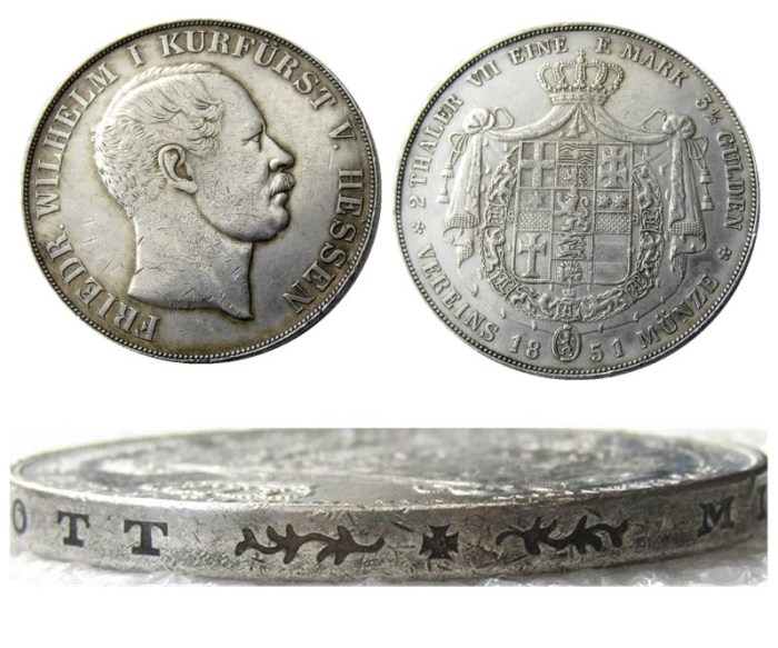 DE(16)Germany Doppeltaler, 2 Thaler, Hessen-Kassel 1851 Silver Plated Copy Coin