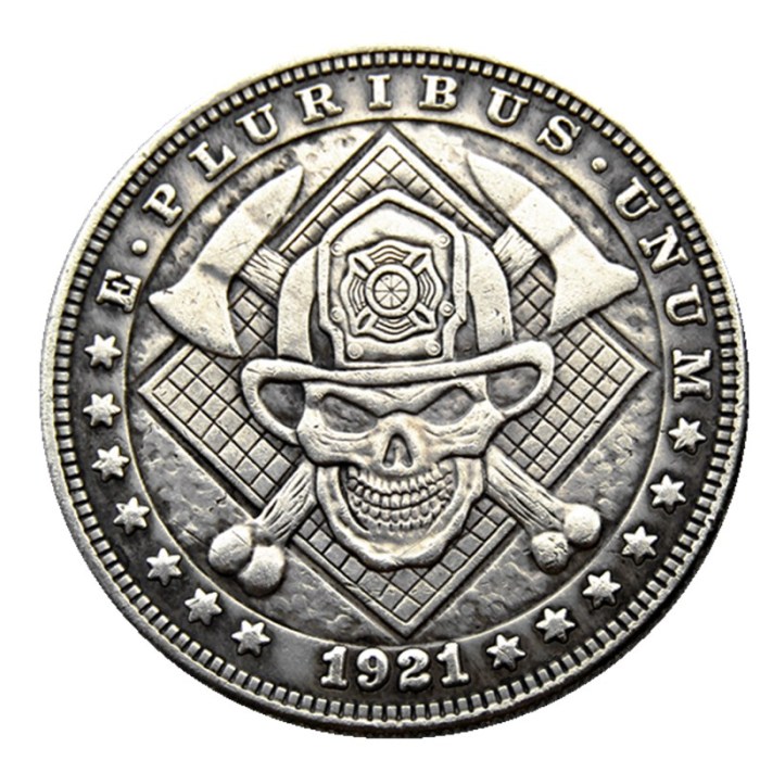 HOBO US Morgan Silver Plated Dollar skull zombie skeleton Copy Coin Type90