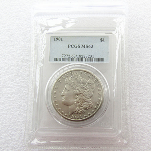 US Coin PCGS 1901 MS63 $1 Morgan Dollar Silver Coins Currency Senior Transparent Box