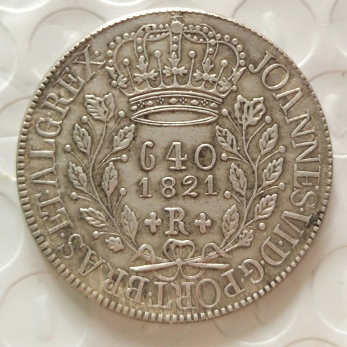 Brazil 1821 640 Réis Silver Plated Copy Coins