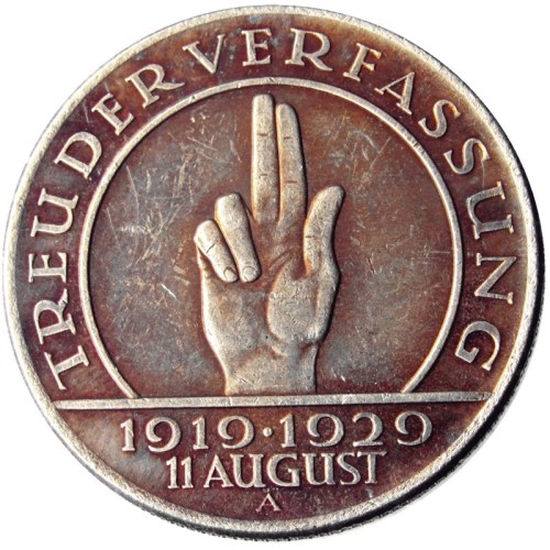 DE(29-31)Germany weimar republic 1929A/E/G 5 reichsmark Silver Plated Rare Copy Coin