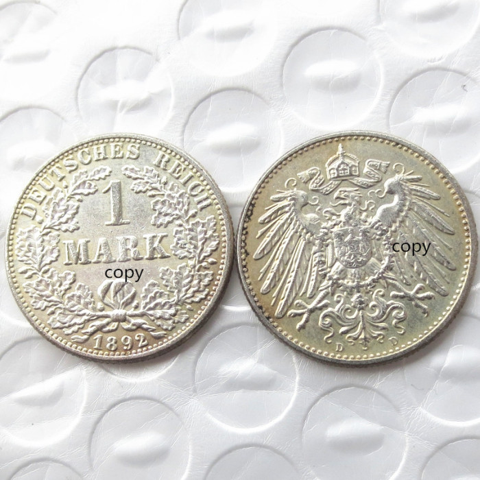 German 1 Mark 1892-ADEFGJ 6pcs MintmarkTo Chose Silver Plated Coin Copy