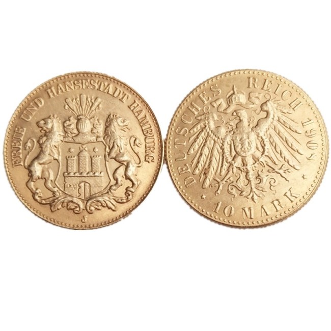 Germany 10 Mark 1908 Gold Plated Copy Coins