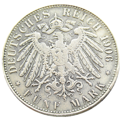 Germany Bavaria coin 5 mark silver 1906D Otto Silver Plated Copy Coins