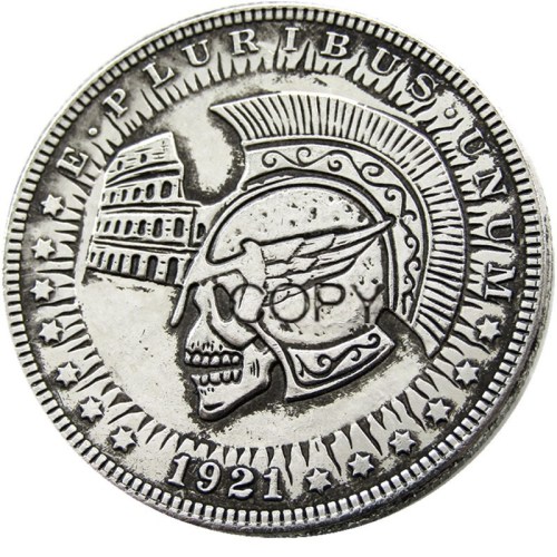 HOBO US Morgan Silver Plated Dollar skull zombie skeleton Copy Coin Type31