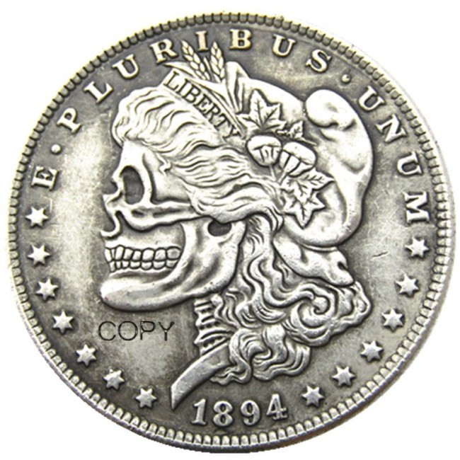 Hobo Morgan Dollar 1894P/S/O Skull Zombie Skeleton Different Types , Back Silver Plated Copy Coins